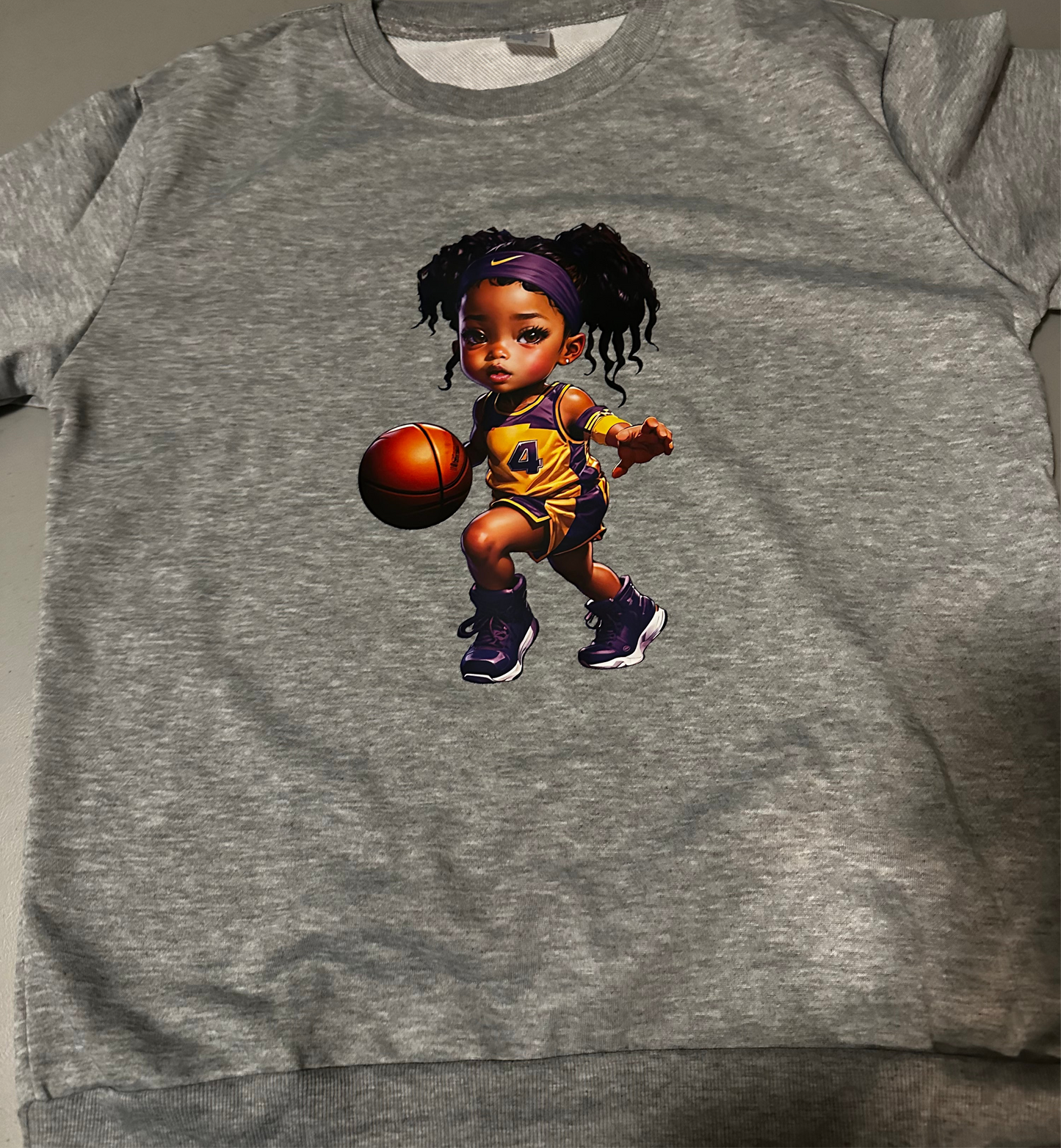 Grey Small Girl Basketball Hoodie