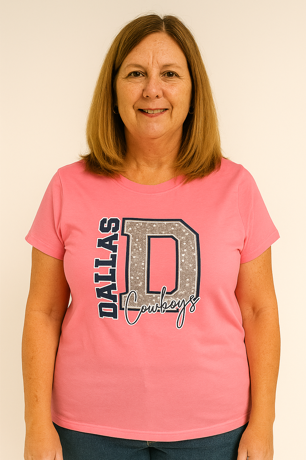 Ladies Large, Pink Big D sports T-shirt