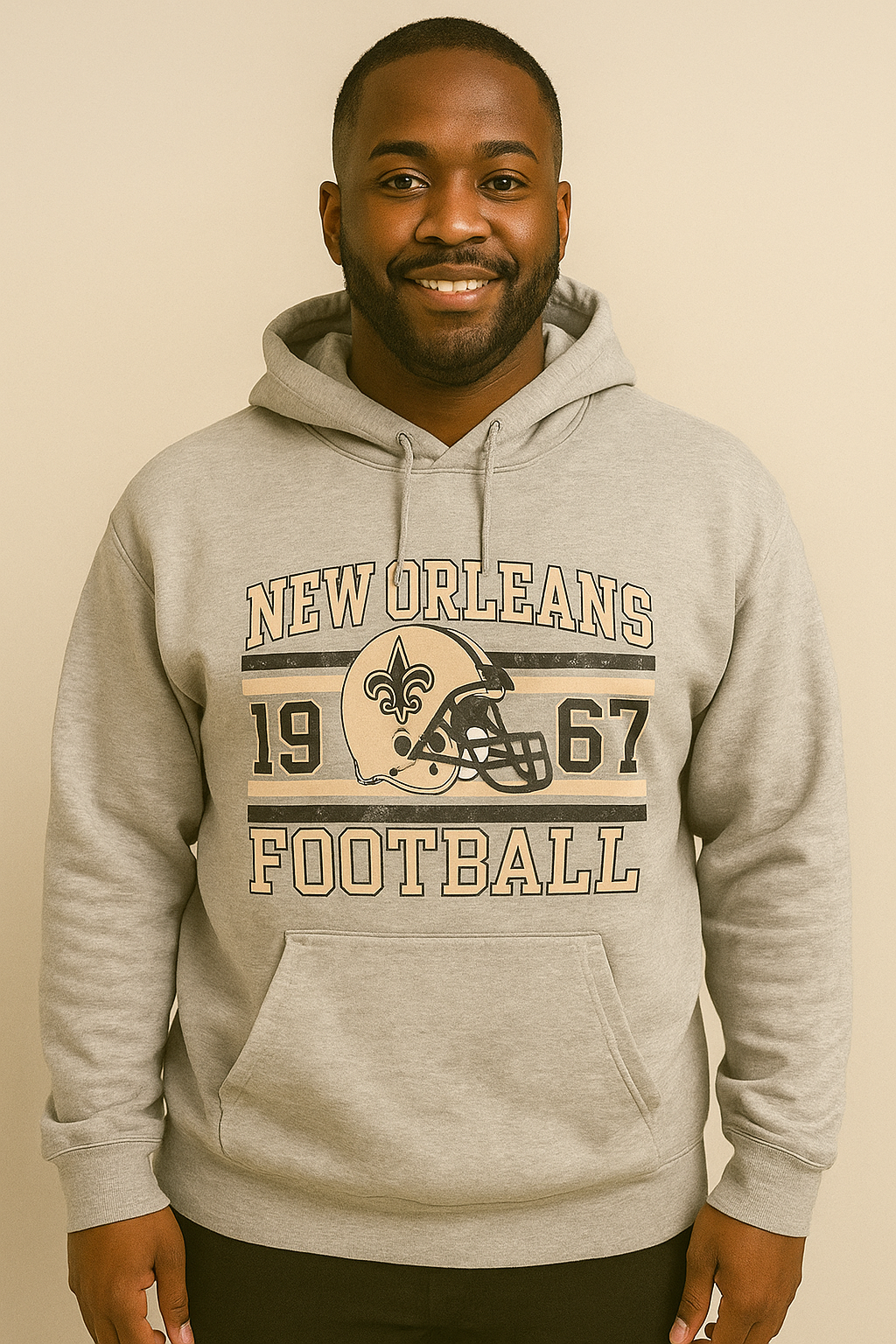 XL Grey New Orleans Football Hoodie