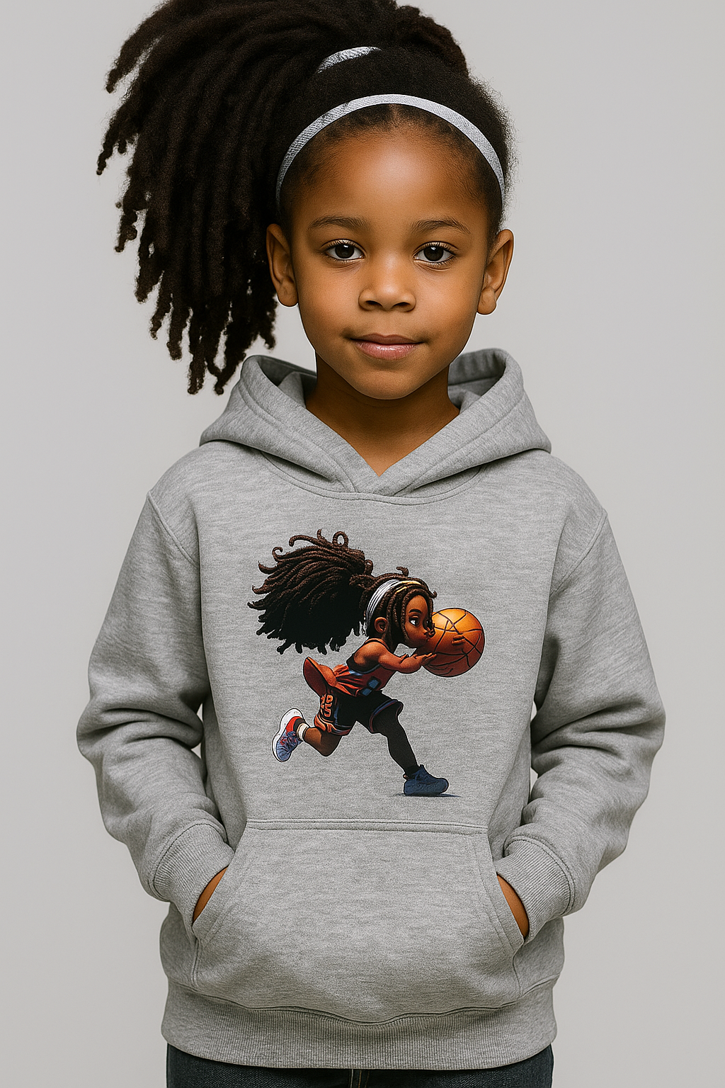 Grey Small Kid Girl Basketball Hoodie