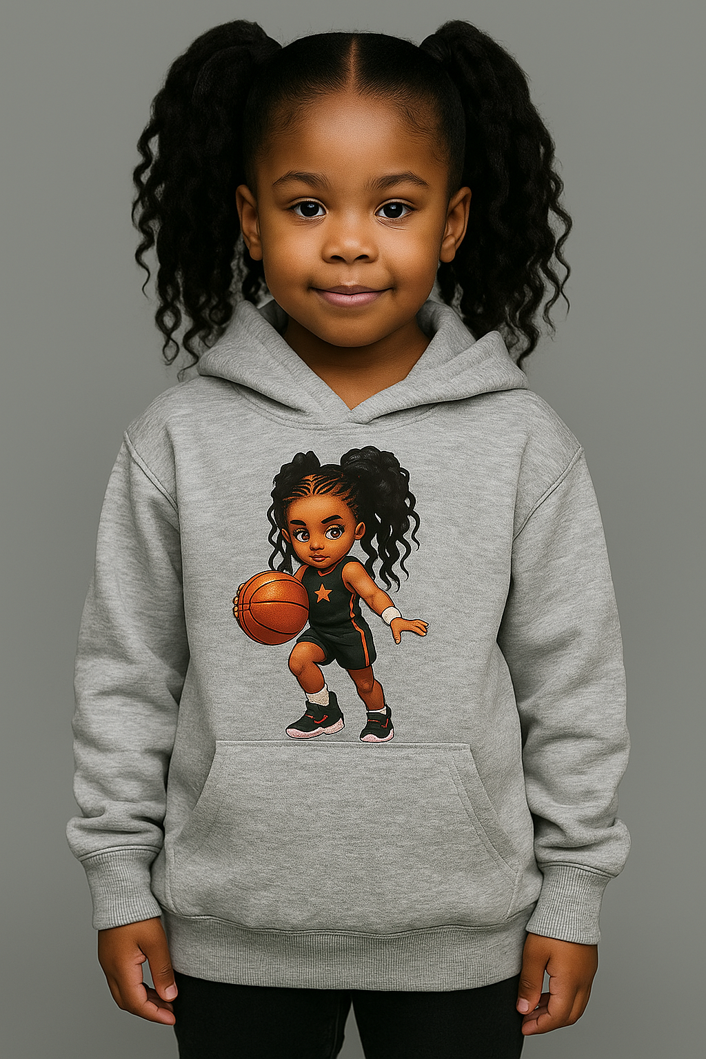 Grey Small Kid Girl Basketball Hoodie