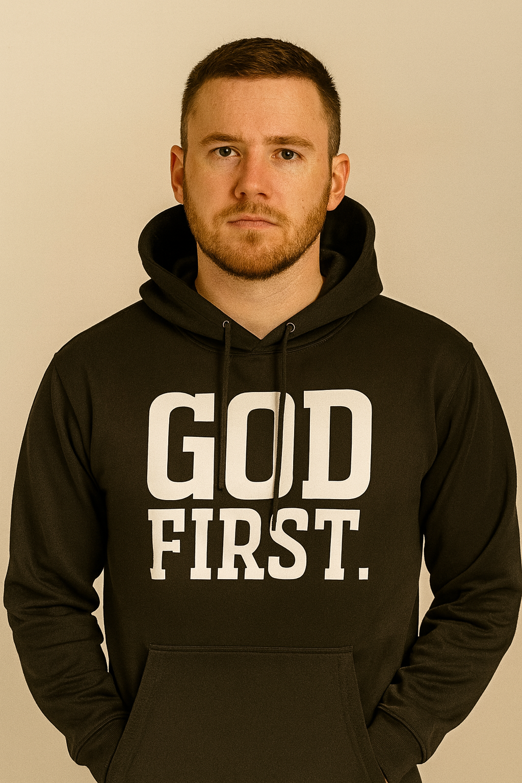 XL Black God First Hoodie