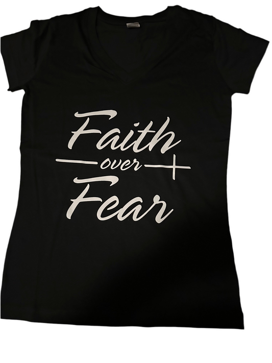 Faith based - Ladies Large Black Faith over Fear