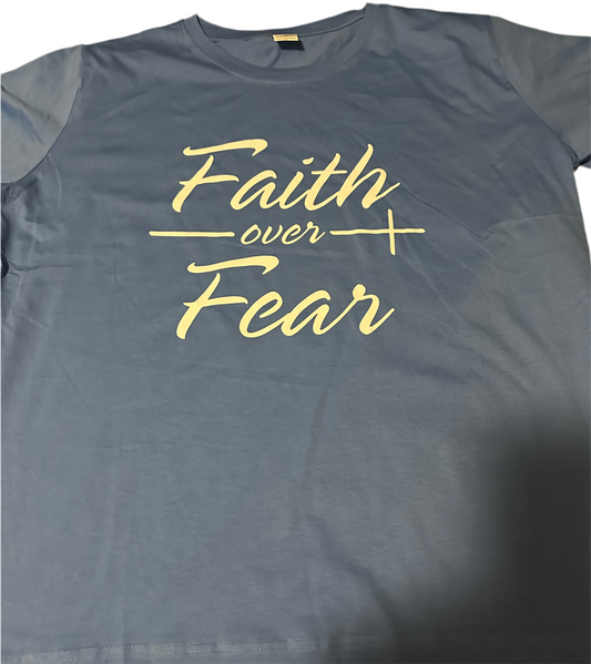 Faith based - Ladies Large Blue Faith over Fear