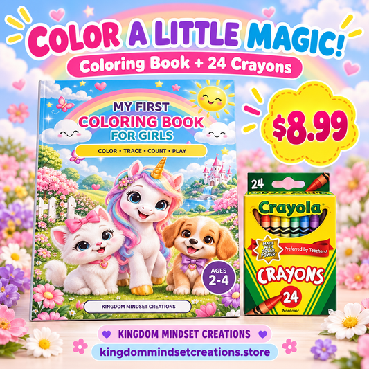 My First Coloring Book for Girls + 24 Crayola Crayons — $8.99

Bring a little color and imagination to your child’s day! This sweet coloring bundle from Kingdom Mindset Creations pairs My First Coloring Book for Girls with a box of 24 Crayola crayons.