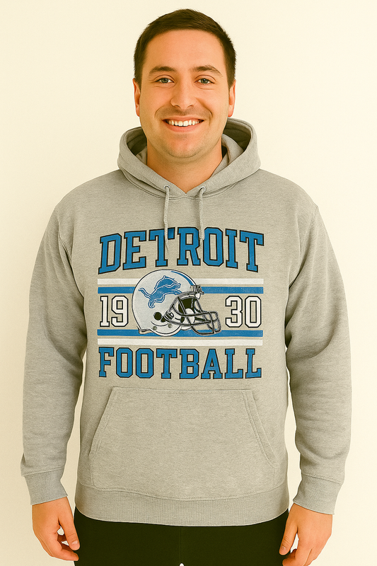 Grey Large Detroit Football Hoodie