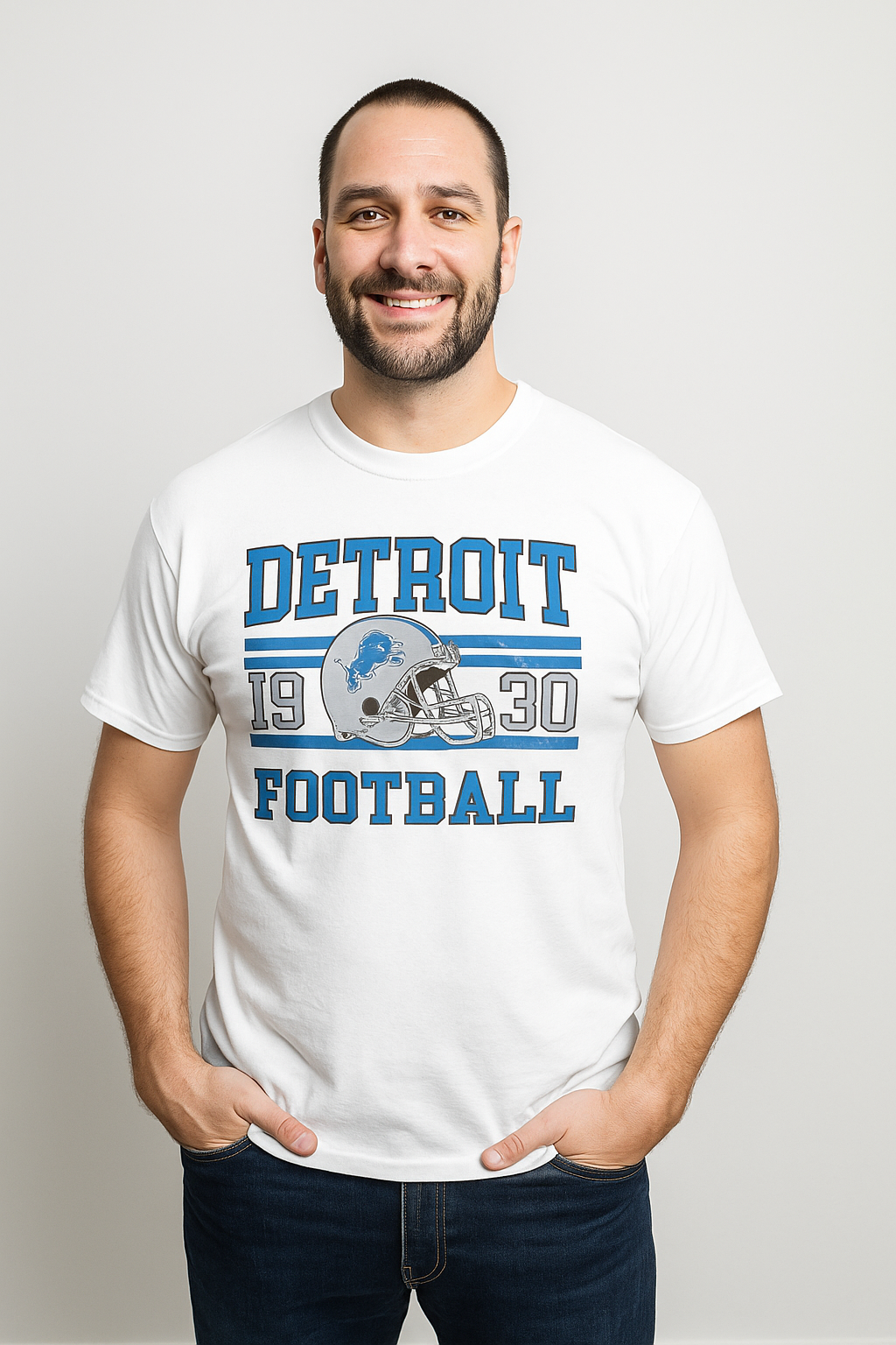 Medium White Detroit Football