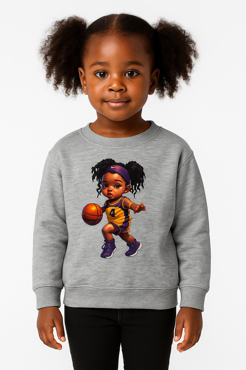 Grey Small Girl Basketball Hoodie