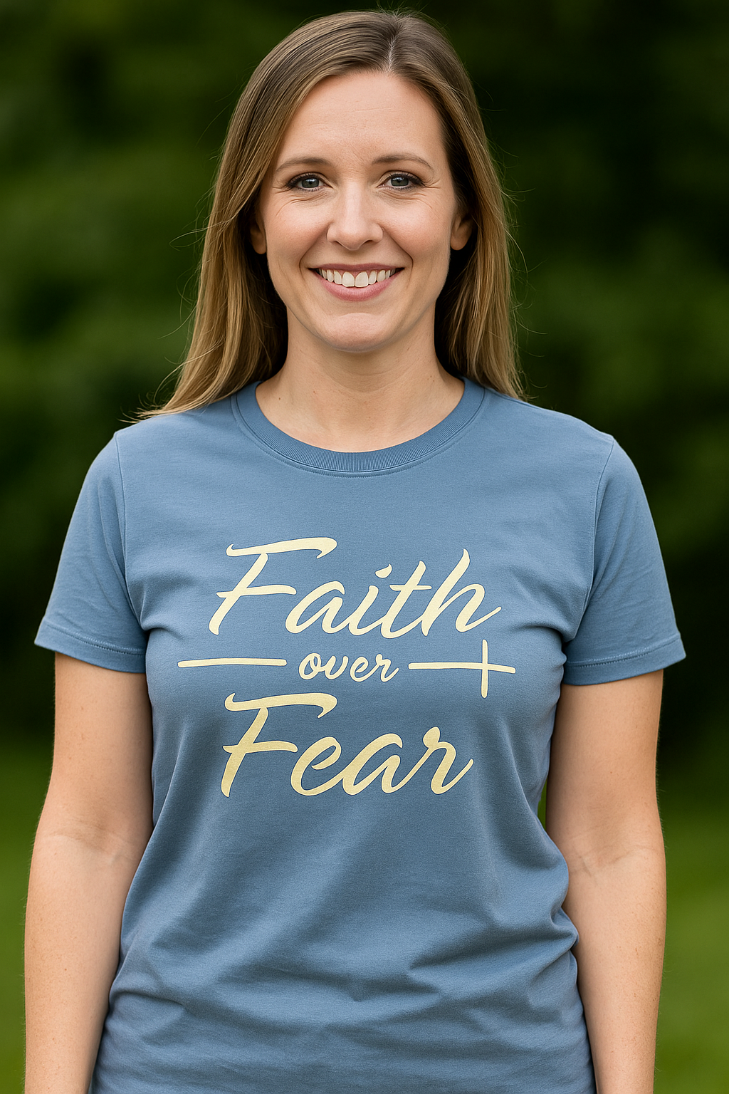 Faith based - XL, Ladies Large Blue Faith over Fear